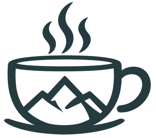 Teal coffee cup emblem